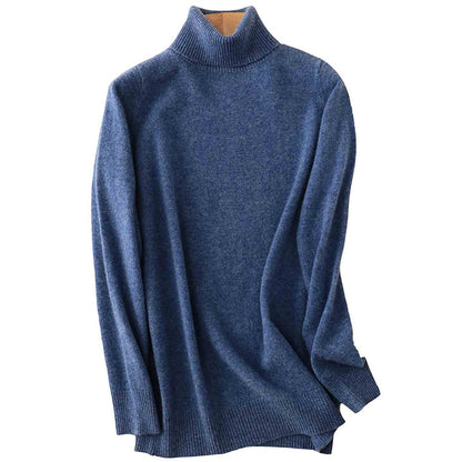 Turtleneck Sweater Pure Merino Wool Autumn Winter Warm Soft Knitted Pullover Female Jumper Tops - xinnzy