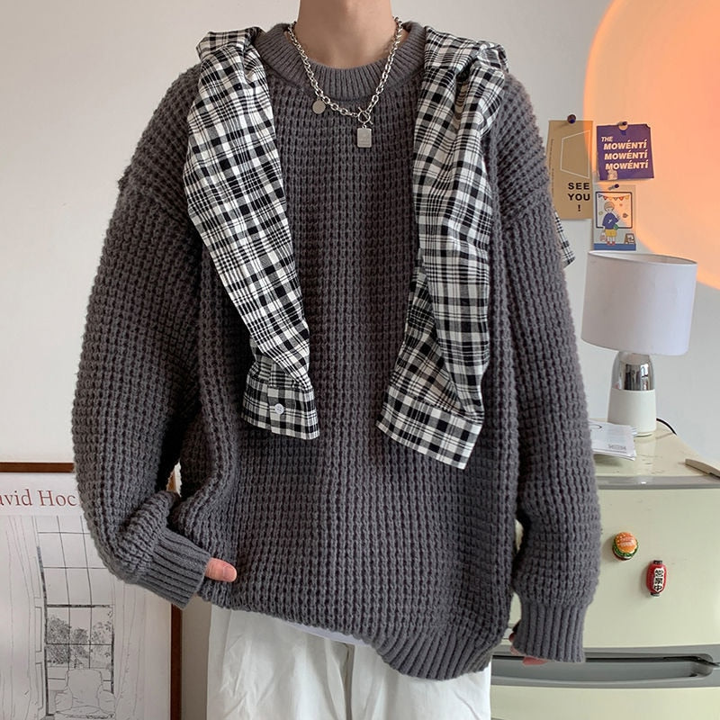 Men Sweater Oversized Fashion Harajuku Casual Knitted Pullovers