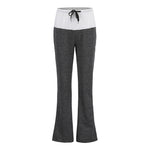 Tanzhose mit weitem Bein, Taille, Kordelzug, weibliche Patchwork-Hose mit hoher Taille