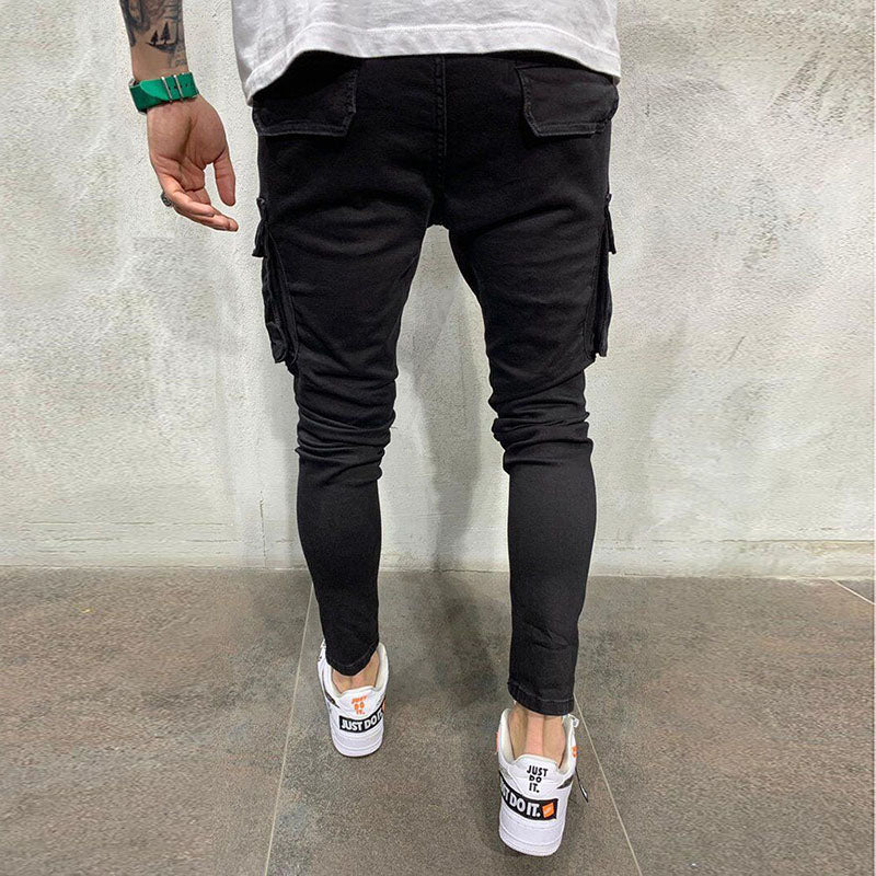 Jeans Men Slim Fit Denim High Quality Sweatpants Hip hop Trousers Jogger Pencil Pants - xinnzy