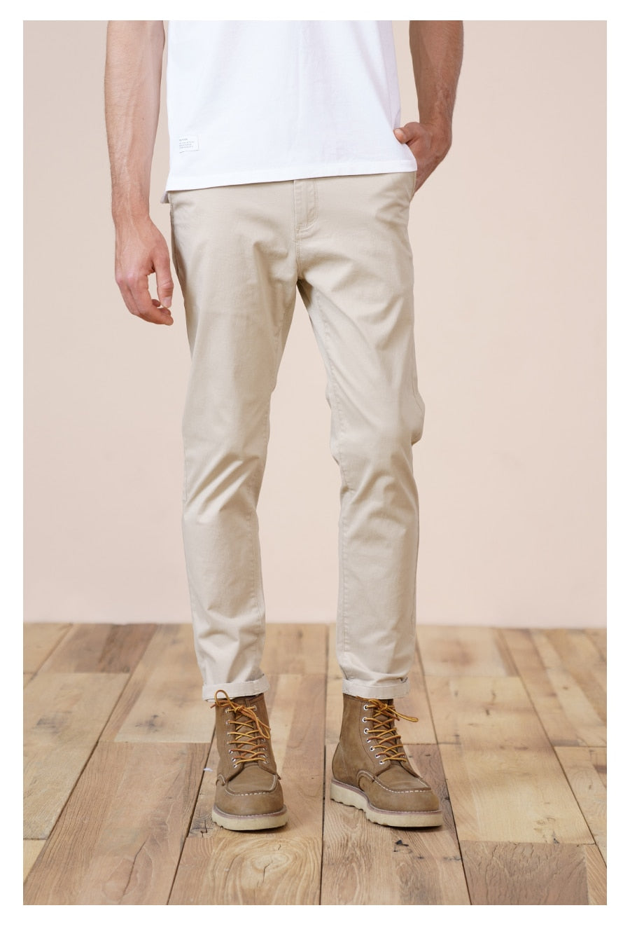 Casual Pants Men Cotton Fashion Slim Fit Chinos