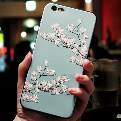 Relief Flower Emboss Silicone Case For iPhone Back Cover