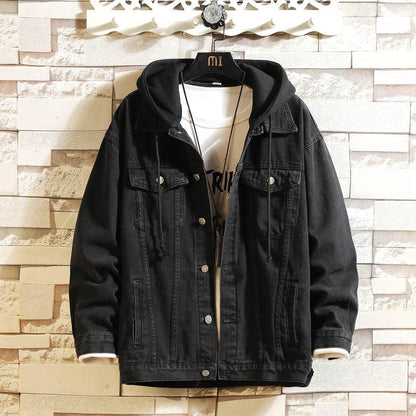 Soft Hooded Denim Jacket Men Casual Jean Jackets