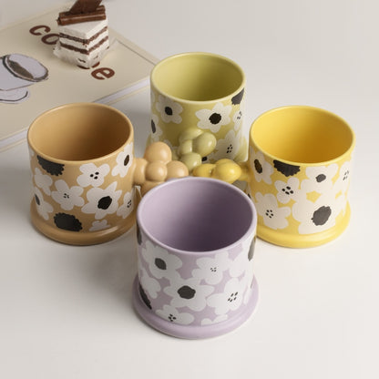 Hand-painted flower mugs for household coffee cups