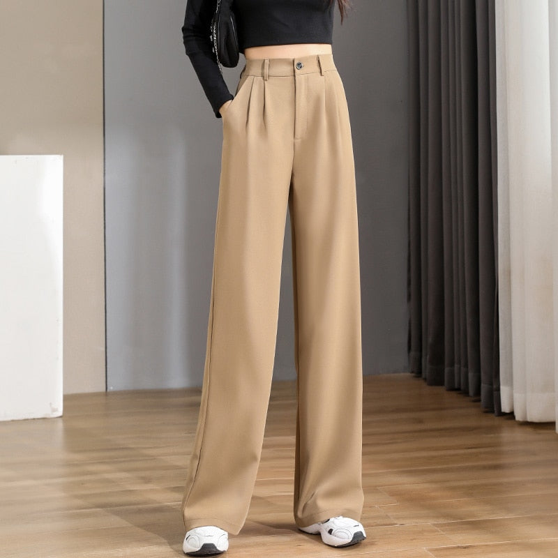 Women  Pants Vintage High  Baggy Korean Spring Summer Autumn Wide Leg - xinnzy