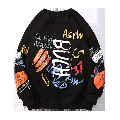 Men Sweatshirts Letter Graffiti Fashion Korean Pullovers