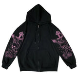 Harajuku Zip Hoodie: Punk Goth Printed Sweatshirt for Women - Autumn Streetwear