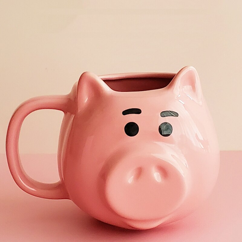 Cute Cartoons Pink Pig Shape Breakfast Milk Coffee Mugs