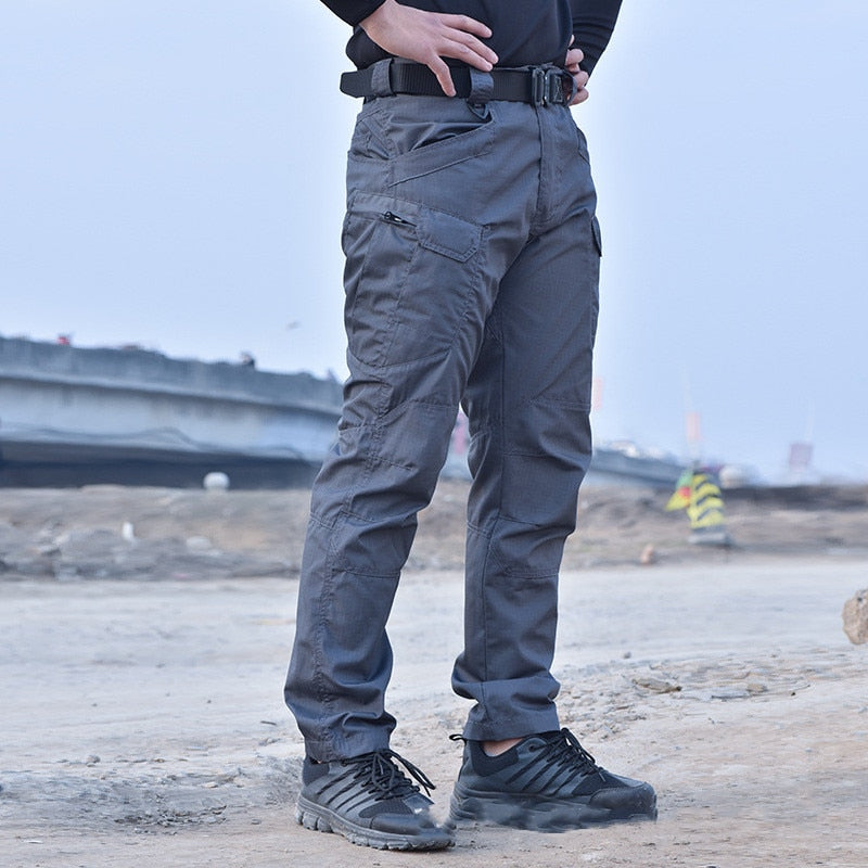 Mens Pants Elastic Multiple Pocket Military Waterproof