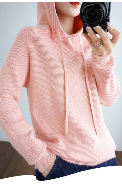 Thick Sweatshirts Hoodies Women Solid Knitted Pullovers