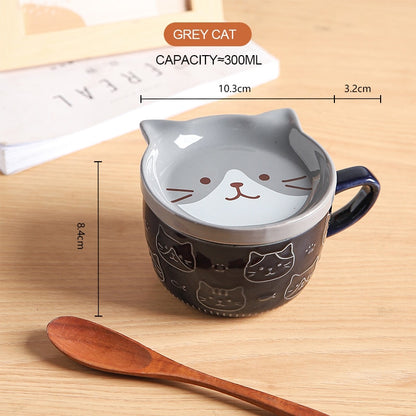 Ceramics Cute Cat Cup Gift Household Cartoon Kawaii - xinnzy