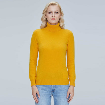 Turtleneck Sweater Pure Merino Wool Autumn Winter Warm Soft Knitted Pullover Female Jumper Tops - xinnzy