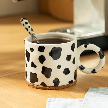 Cartoon Animal Ceramic Mug With Handle Coffee Milk Mug With Spoon