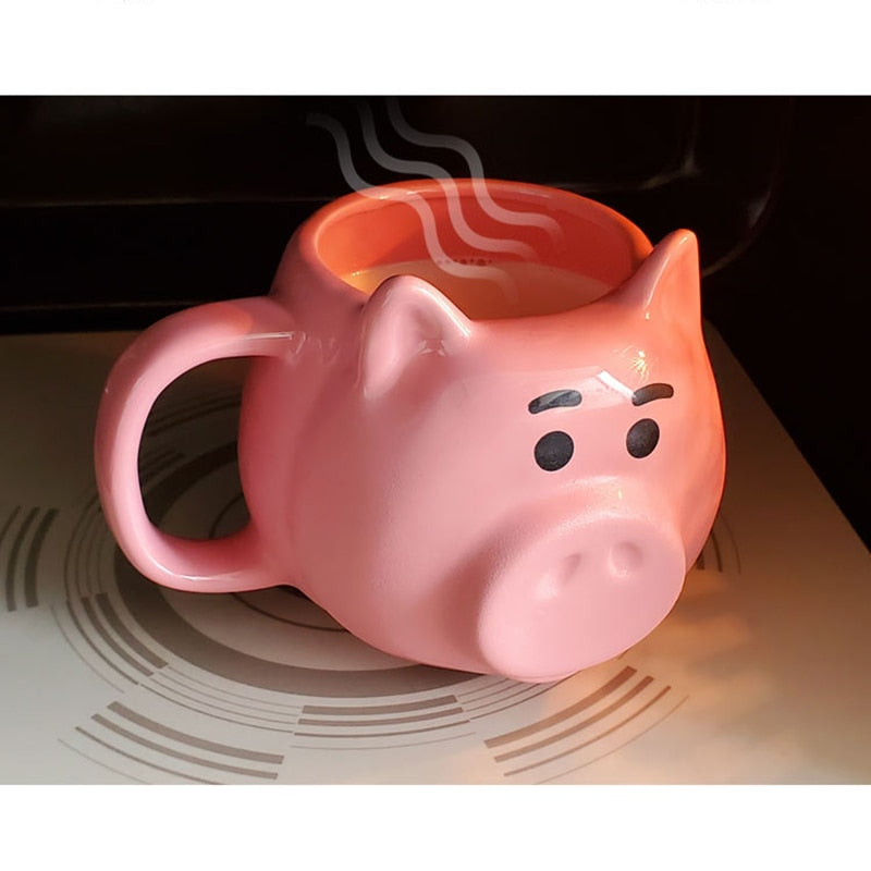 Cute Cartoons Pink Pig Shape Breakfast Milk Coffee Mugs