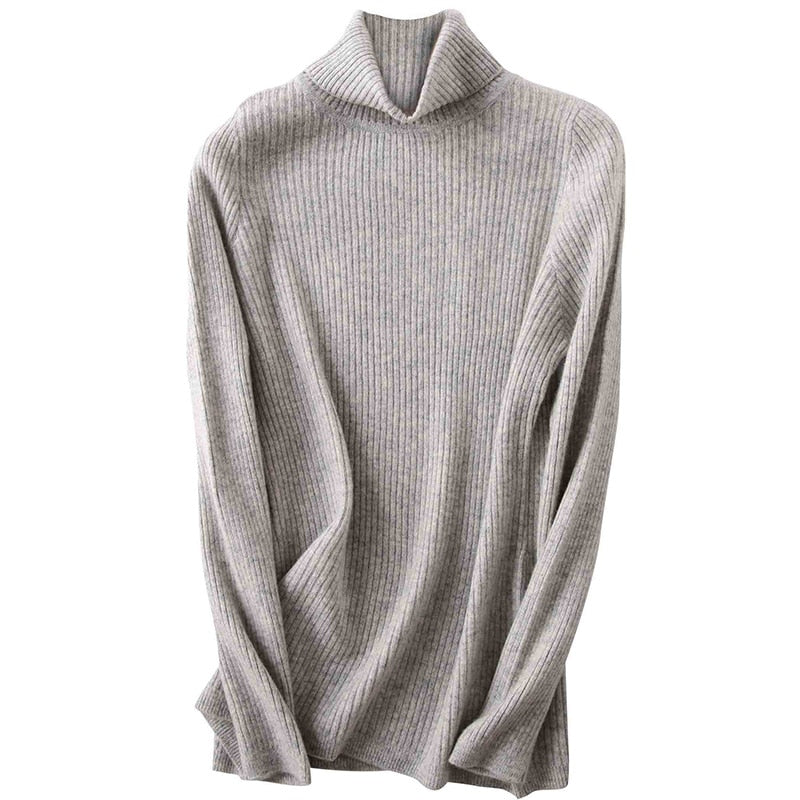 Merino Wool Turtleneck Women Sweater Autumn Winter Warm Soft Pullover Femme Cashmere - xinnzy