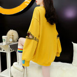 Autumn New Smile Letter Print Loose Long Sleeved oversized Sweatshirt Fall Clothes