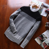 Sweater Pullover Striped Knitted Men Korean Casual Plain Jumper Clothes - xinnzy