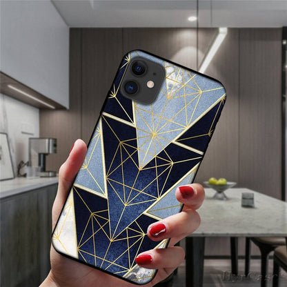 Marble Geometric Art Soft Silicone Cover For iPhone