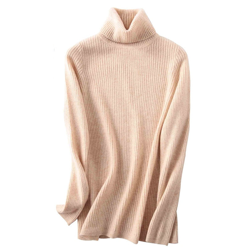 Merino Wool Turtleneck Women Sweater Autumn Winter Warm Soft Pullover Femme Cashmere - xinnzy