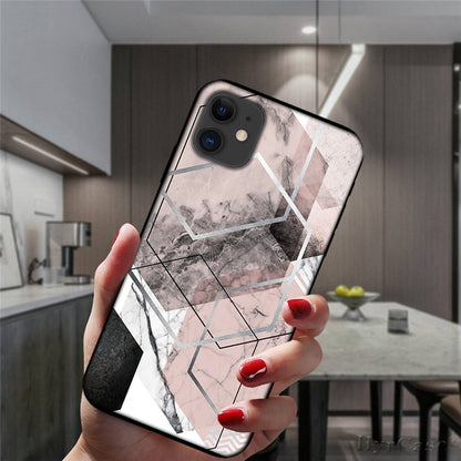 Marble Geometric Art Soft Silicone Cover For iPhone