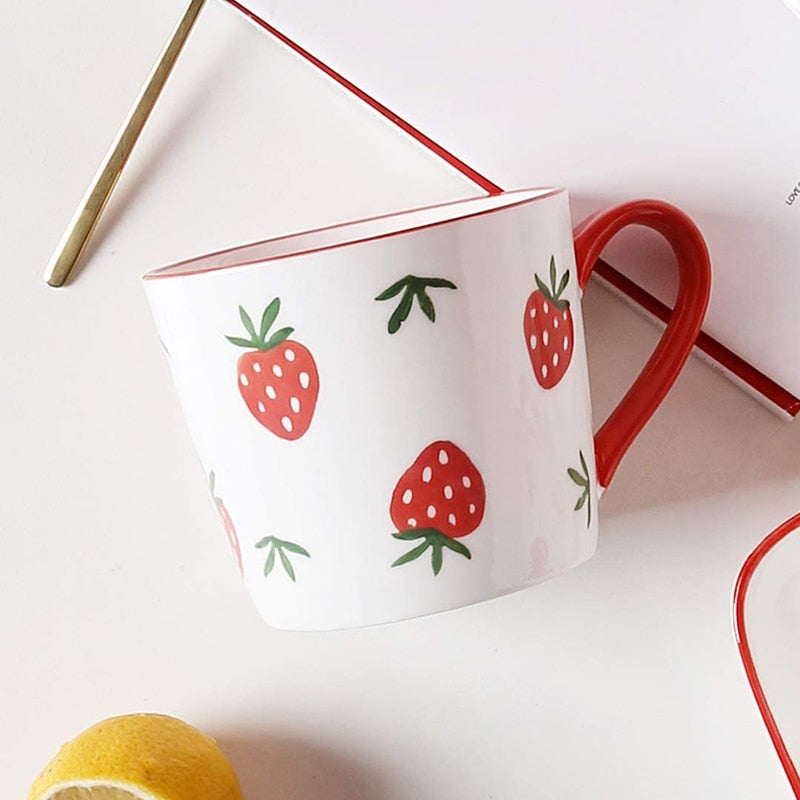 Cute Strawberry Mug Ceramic Coffee Mugs Tea Cup