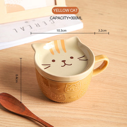 Ceramics Cute Cat Cup Gift Household Cartoon Kawaii - xinnzy