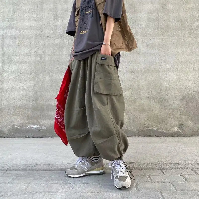 Y2k Baggy Cargo Pants Joggers Ankle-Length Casual Harem Long Trousers