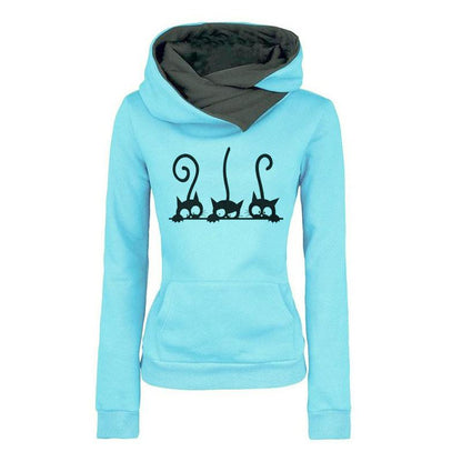 Women Hoodies Fashion Cat Pullovers Vintage