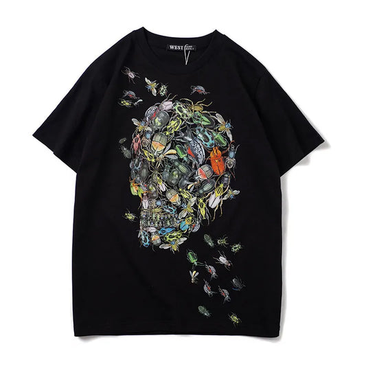 New Arrival Knitted Print Tee Men Hip Hop Insect Head Fashion
