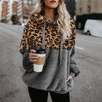 Frauen Hoodies Leopard Reißverschluss Tops Langarm