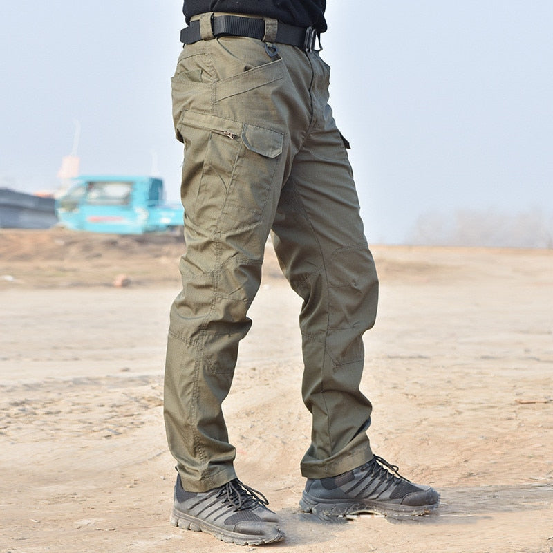 Mens Pants Elastic Multiple Pocket Military Waterproof