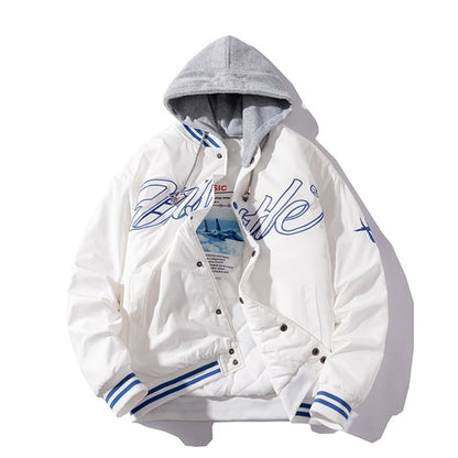 Fashion Jacket Men Embroidery Baseball Jacket Japanese Coat Hooded