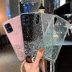 Transparente Glitzerhülle mit Umhängeband für Samsung Galaxy