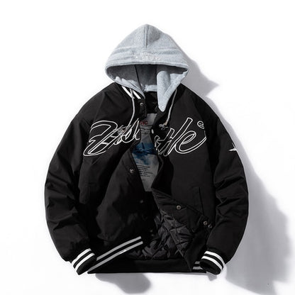 Fashion Jacket Men Embroidery Baseball Jacket Japanese Coat Hooded