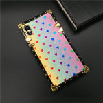 Luxury Square Case for iPhone  Fashion Heart Glitter Bee Cover Phone