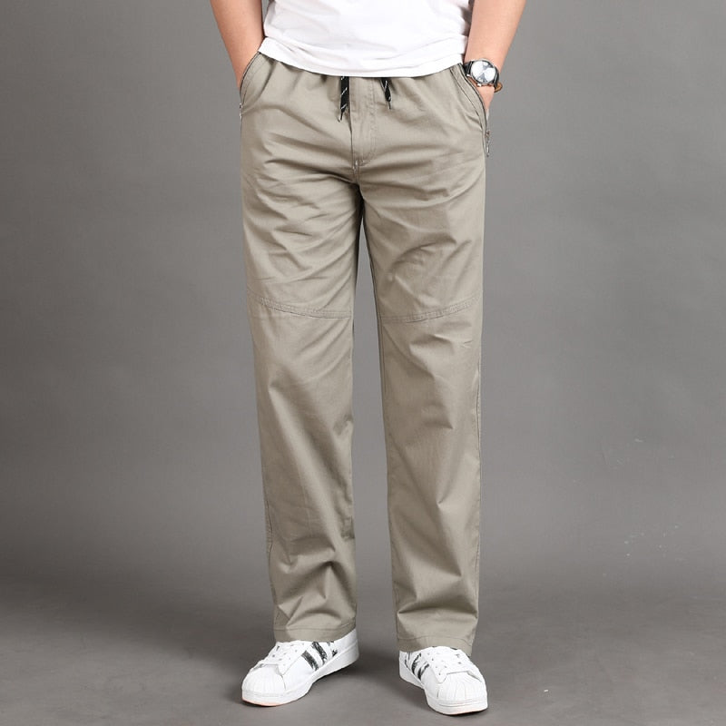 Men Casual Cargo Pants Four Seasons Cotton Men Trousers Multi Pockets Loose Straight - xinnzy