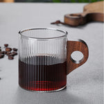 Wooden Handle Vertical Stripes Tea Milk Cup Home Office Drinkware