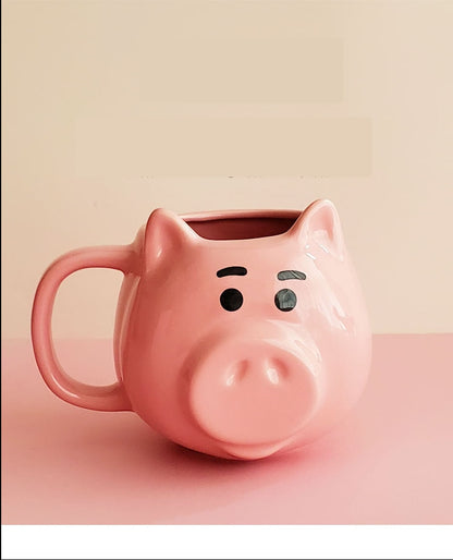 Cute Cartoons Pink Pig Shape Breakfast Milk Coffee Mugs