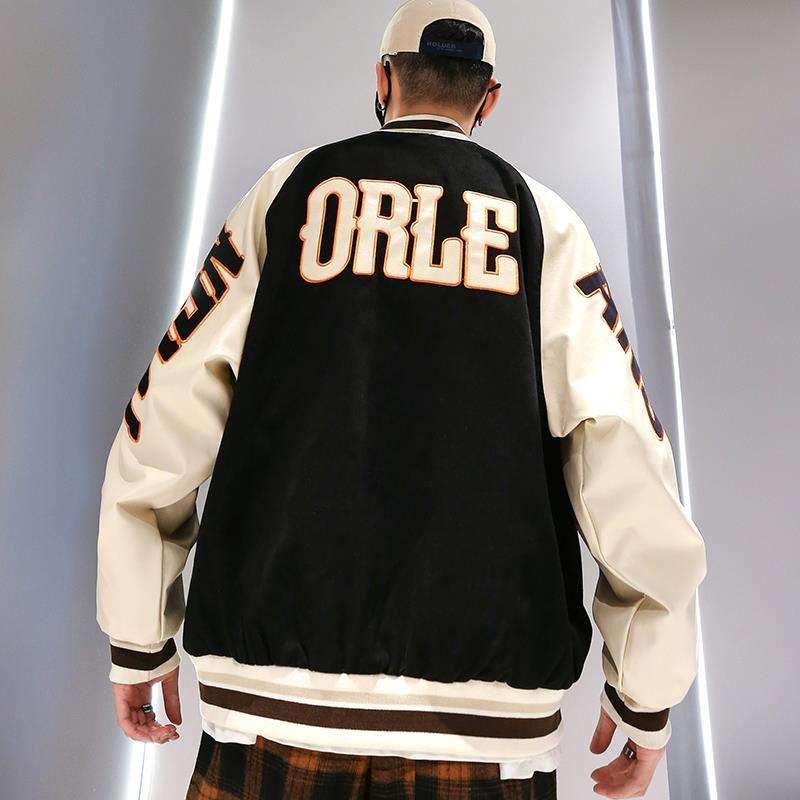 New Hip Hop Trend Letter Stitching Baseball Jacket Men Street Fashion