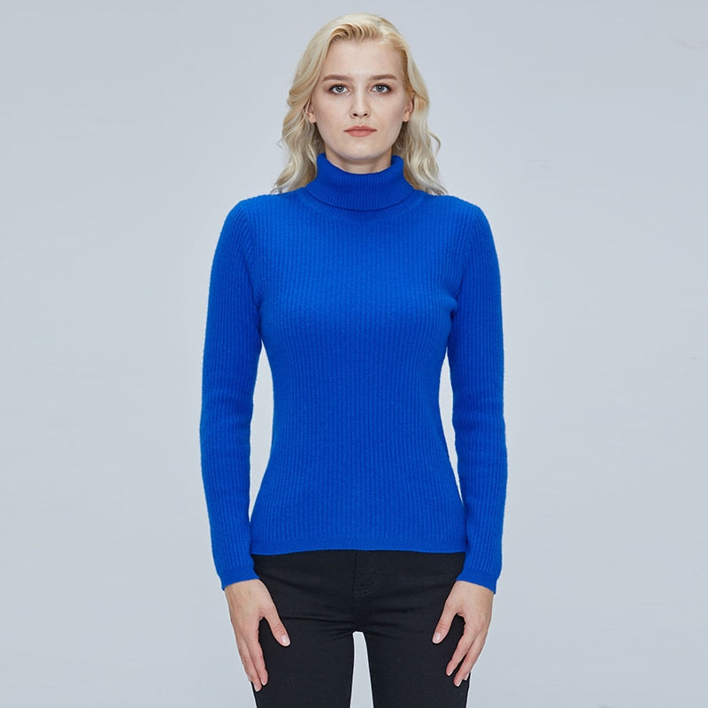 Merino Wool Turtleneck Women Sweater Autumn Winter Warm Soft Pullover Femme Cashmere - xinnzy