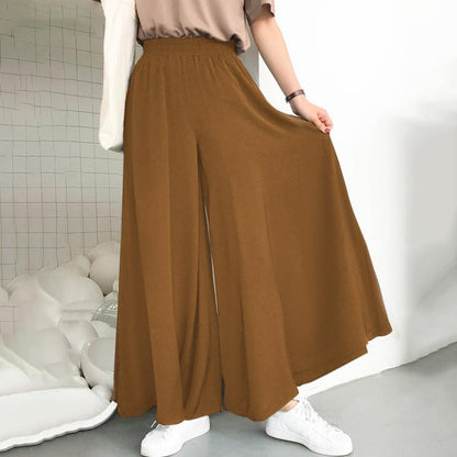 Women Pants Leg Wide Women Solid Color Wide Full Length Casual Pants - xinnzy