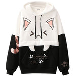 Harajuku Hoodie Black Pink Long Sleeve Graphic Cat Ear Funny Pullover