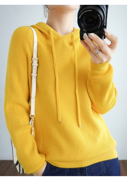 Thick Sweatshirts Hoodies Women Solid Knitted Pullovers