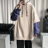 Spring Autumn Fashion Harajuku Patchwork Casual Oversized Hoodies Hip Hop - xinnzy