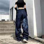 American Retro High Waist Pocket Jeans for Women
