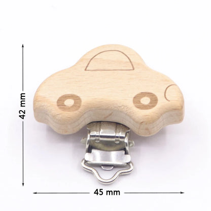 Wooden Baby Teething Clip Heart Animal Shape Holder