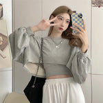 Two Piece Suit Hoodies Pullovers Women Korean Loose Bat Sleeve