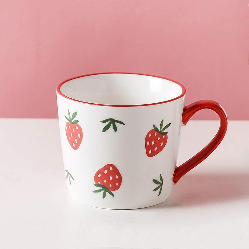 Cute Strawberry Mug Ceramic Coffee Mugs Tea Cup