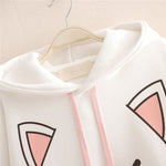 Harajuku Hoodie Black Pink Long Sleeve Graphic Cat Ear Funny Pullover