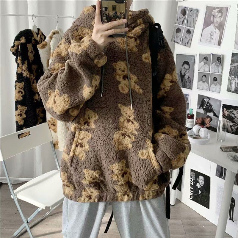 Hoodie Plush sweet Pullovers Woman Vintage korean Style